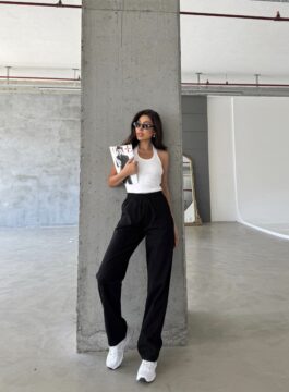Beli Lastikli Kadın Keten Pantalon