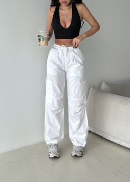 Keten Kumaş Kadın Kargo Pantalon