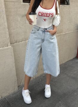 Oversize Kadın Kot Kapri 1021-5