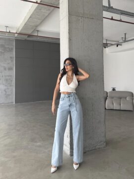 Bağcıklı Salaş Kot Pantalon