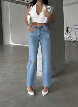 Kesik Bilek Paça Kot Pantalon