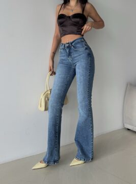 Yüksek Bel İspanyol Paça Pantalon